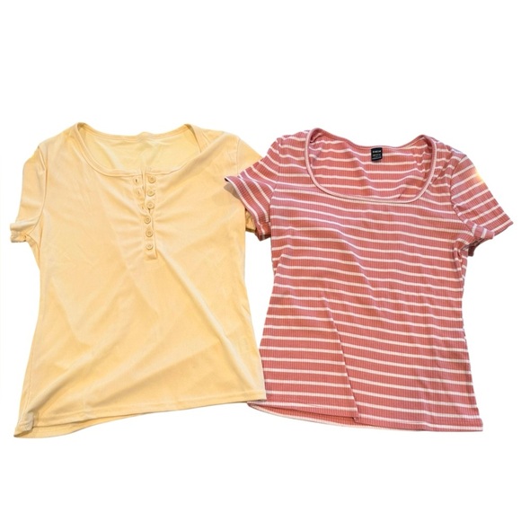SHEIN Bundle 2 Women’s Tops Size Large . Cream button front & pink - Picture 1 of 6